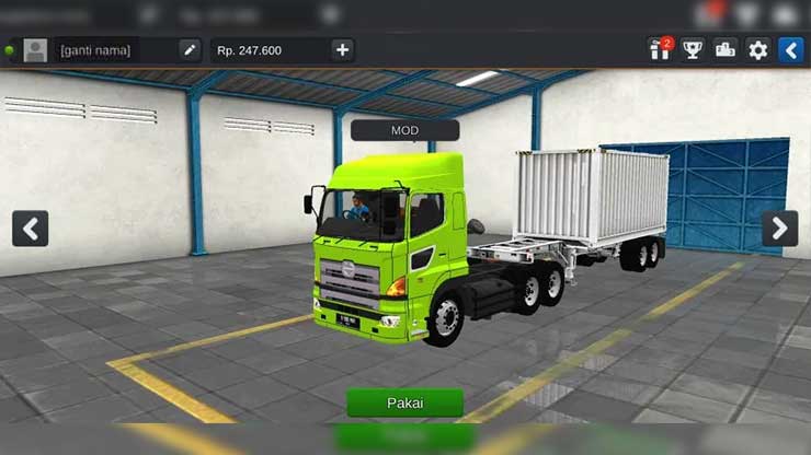 Mod Truck Trailer Hino 700 Peti Kemas