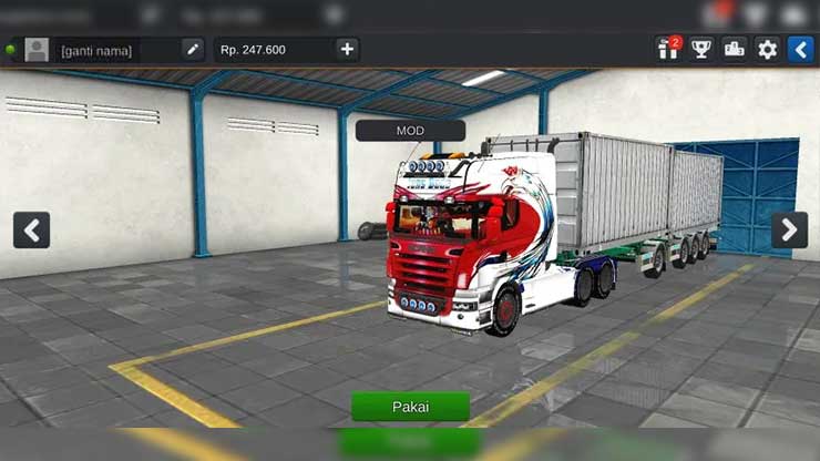 Mod Truck Trailer SCANIA R580 Longline Double Peti Kemas