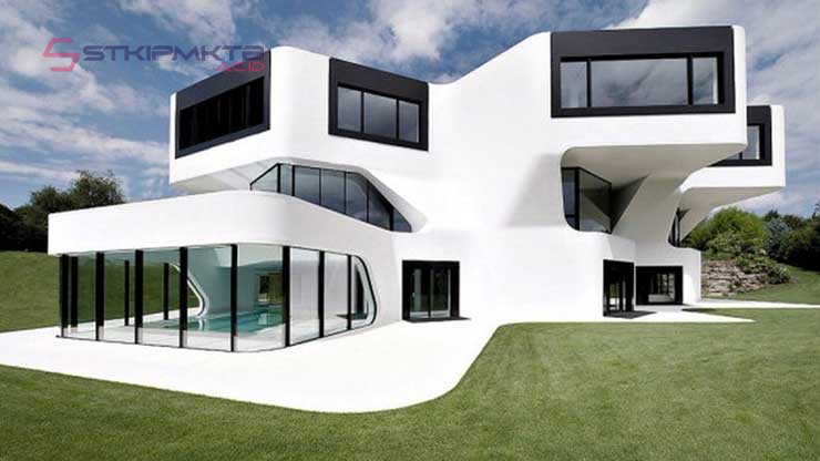 Desain Rumah 2 Lantai Bentuk Geometris Tajam