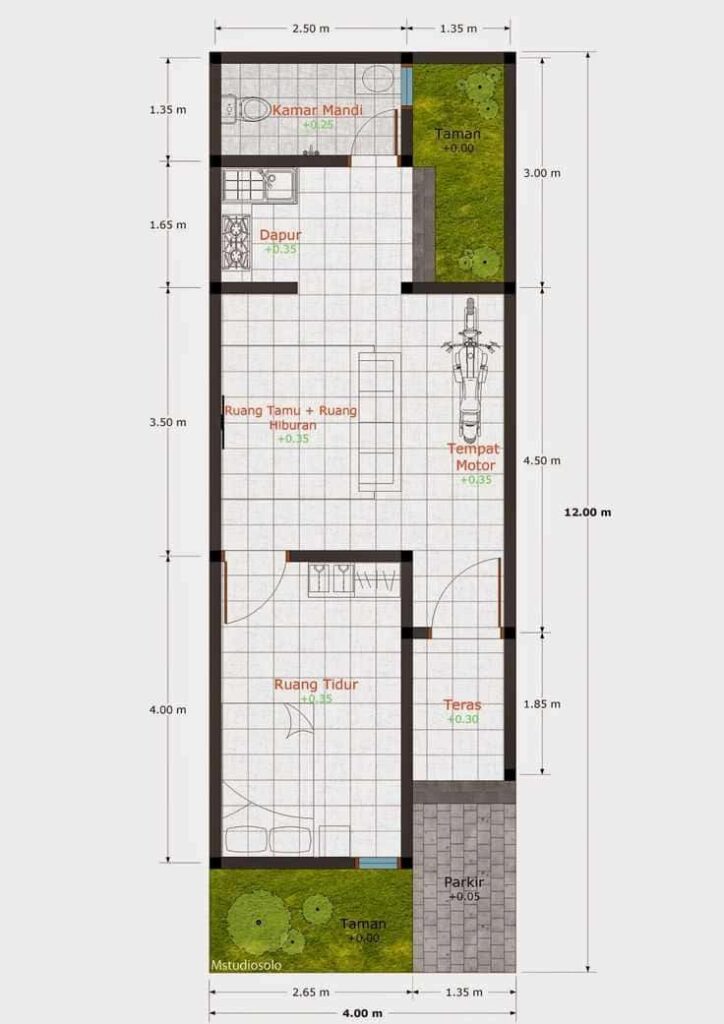Desain Rumah 4x12 Meter 03